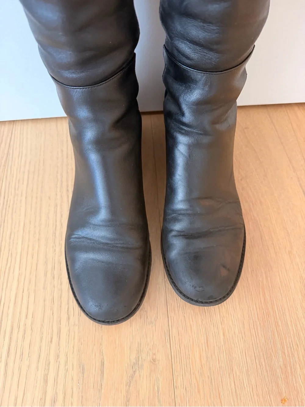 Stuart Weitzman 5050 Over-the-Knee Boots Black Nappa Leather Size 7.5